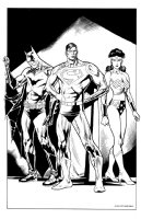 Batman Superman Wonder Woman Pinup Comic Art